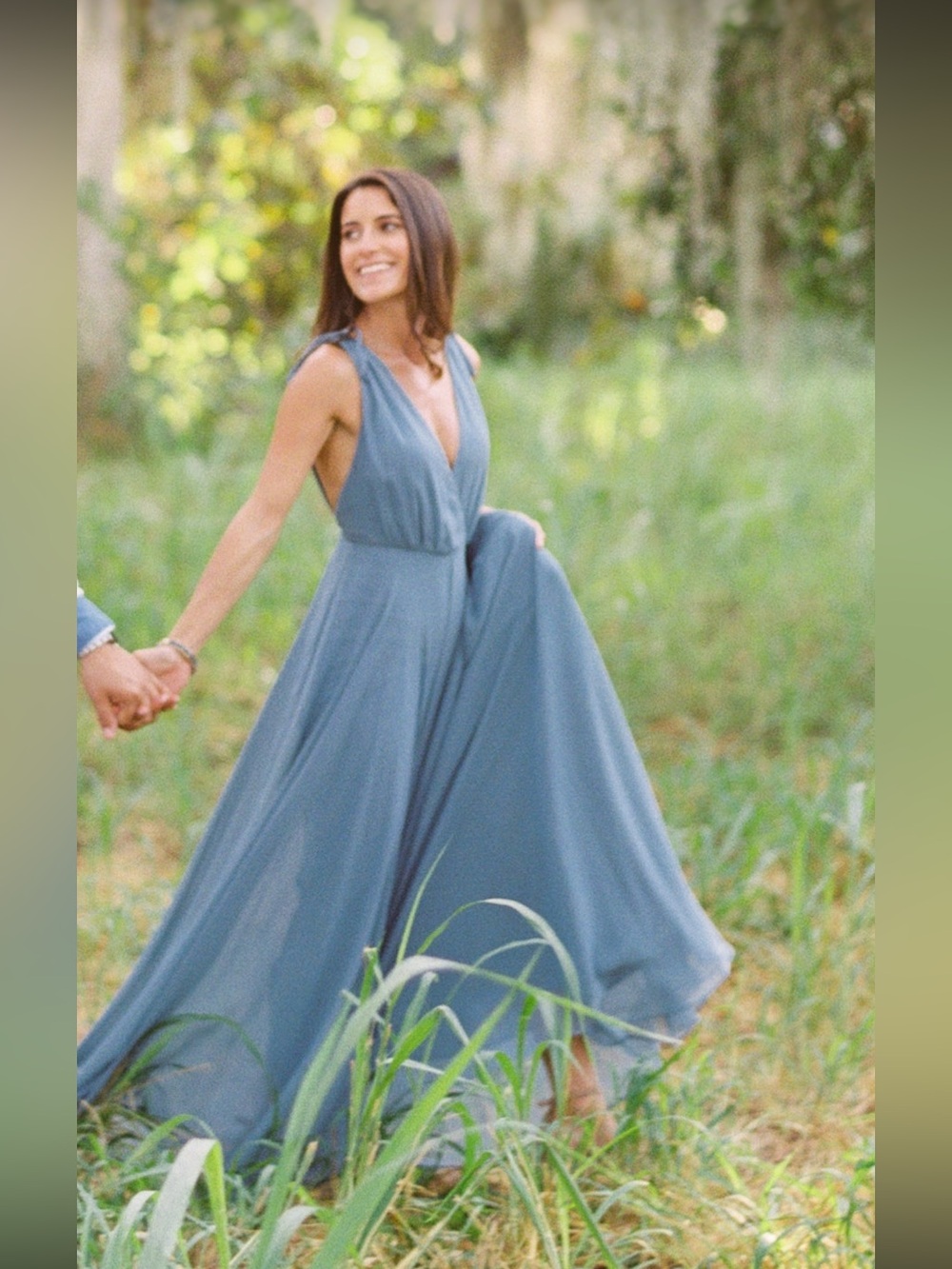 Lulus- blue gown chiffon size xs
